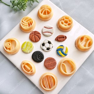 Sports Balls Clay Cutters, Summer Polymer Clay Earring Cutter, Embossing Summer Clay Cutter| Baseball Football Volleyball Cricket Soccerball