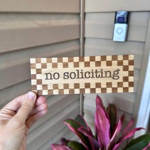 No Soliciting Sign | No Soliciting | Checkered No Soliciting