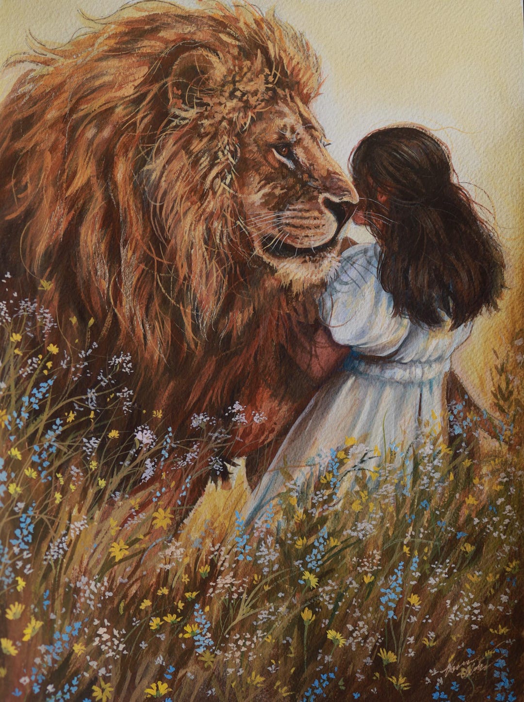 Lion and Girl DIGITAL PRINT - Etsy