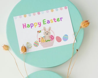 Easter Cards, Easter Card Printable, Happy Easter Printable Card, Easter Basket Printable Card, Bunny Easter Card, Easter Egg Printable