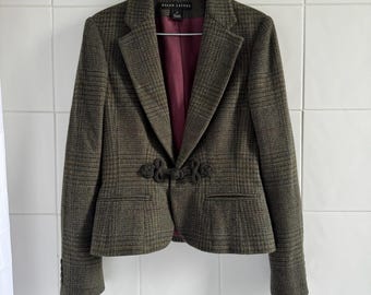 Ralph Lauren Tweed Blazer – Dark Green – Made in USA – Size 10 / EU 42