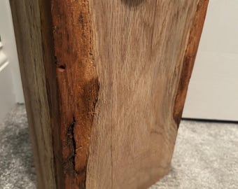 Large Oak Doorstop with Live Edge & Steel Top and free postage