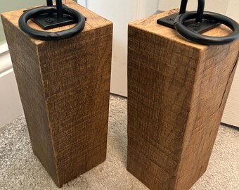 Pair of taller dark oak doorstops with free postage