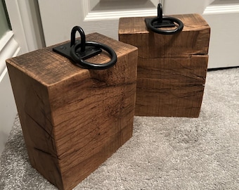 Pair of extra chunky oak doorstops with free postage