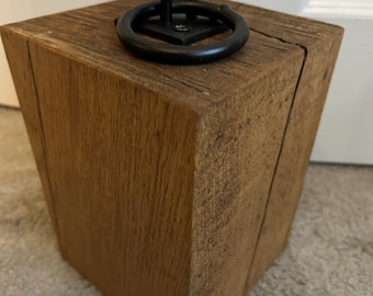Chunky and heavy rustic doorstop in Oak with free postage