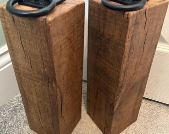 Pair of tall rustic oak doorstops with free postage