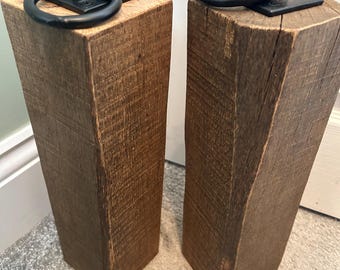 Pair of extra tall oak doorstops with free postage