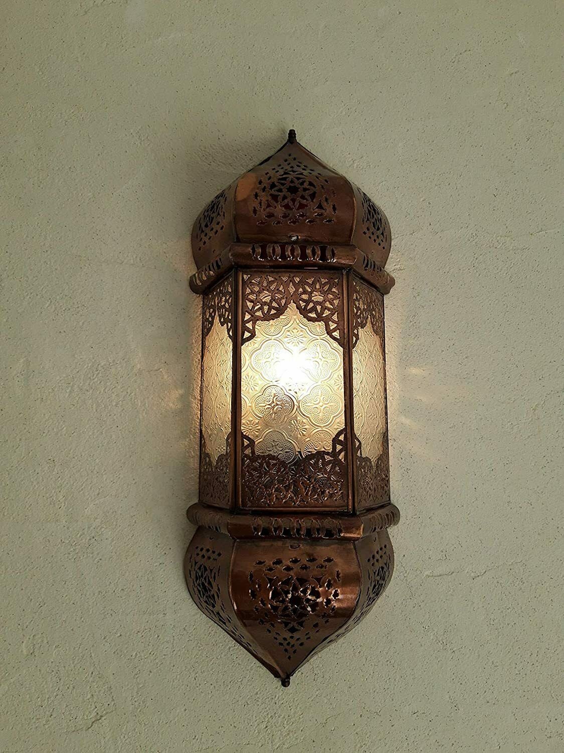 Applique Murale Marocaine Verres Fer Forgé Lampe Lustre Lanterne 48 cm