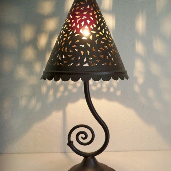 Electrified bedside lamp Moroccan iron lantern photophore oriental candle holder