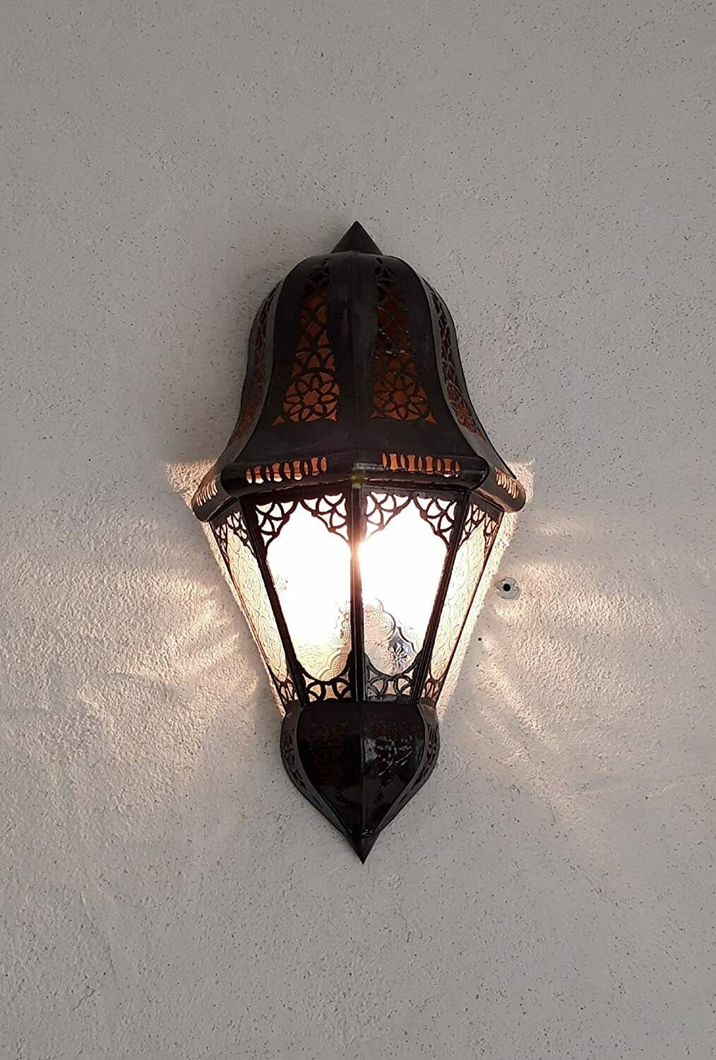 Applique Murale Marocaine Verres et Fer Forgé Lampe Lustre Lanterne 35 cm