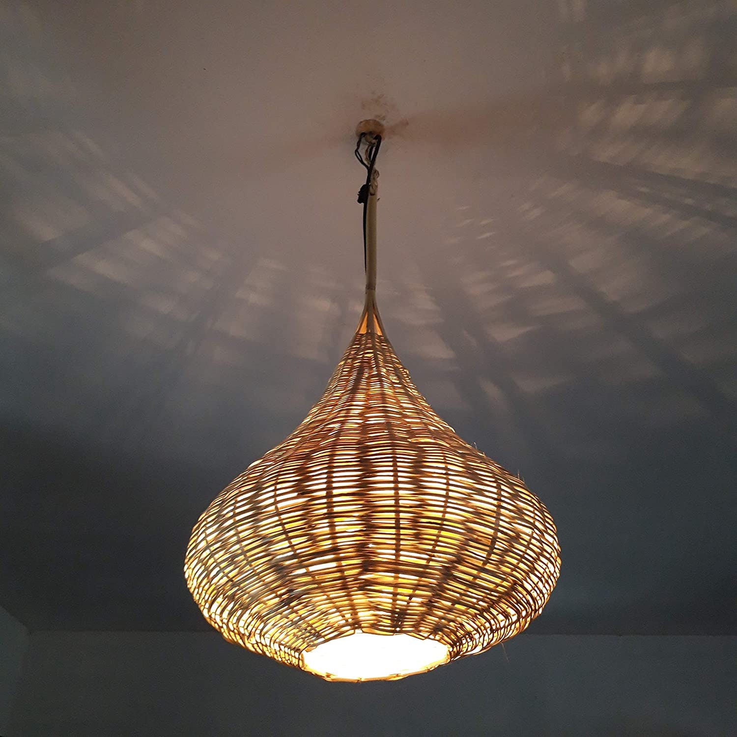 lustre plafonnier marocain en osier roseau 40 cm électrifié lampe de plafond lanterne marocaine applique