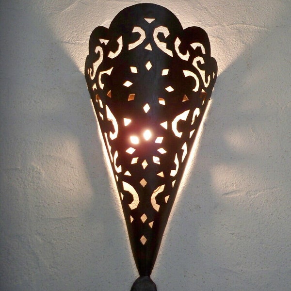 applique murale Marocaine fer forgé lampe lustre lanterne orientale 40 cm