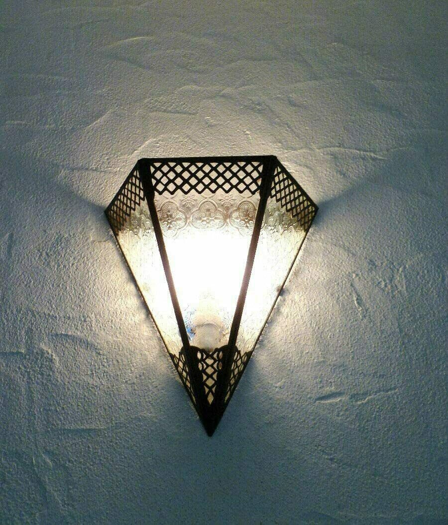 Applique Murale Marocaine Fer Ciselé et Verre Lampe Lustre Lanterne 27 cm