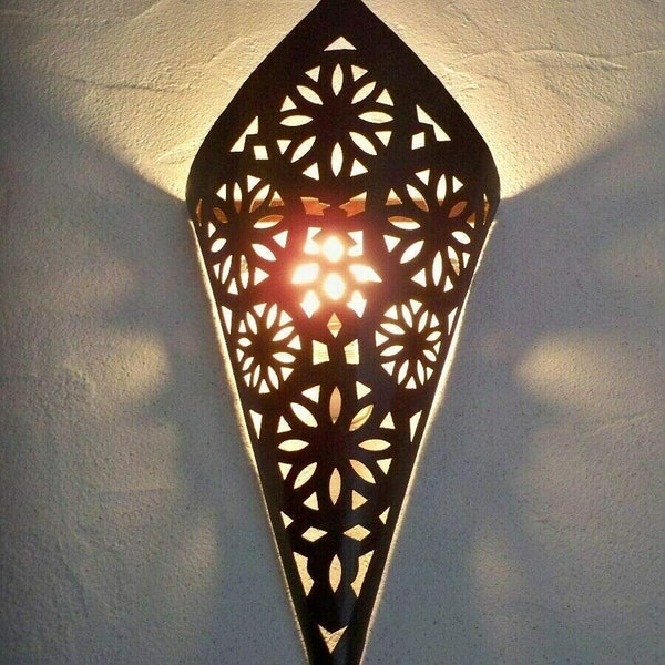 Lampada da parete in ferro battuto marocchino lampadario a lanterna orientale 44 cm