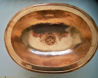 Basin copper red Moroccan oval sink washbasin bathroom 49x35 cm brass