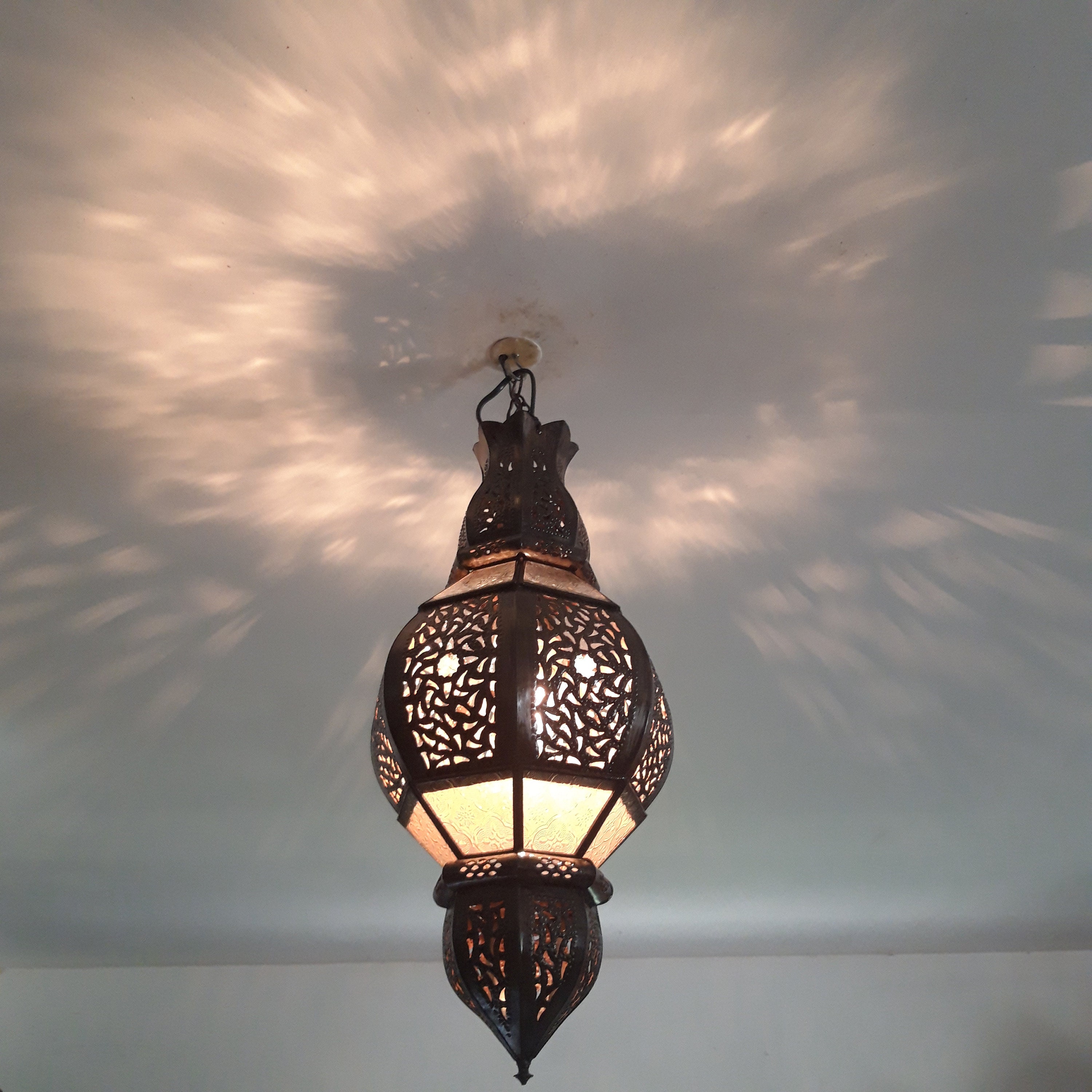 Lustre Marocain Fer Forgé 65 cm Lampe Lanterne Plafonnier Applique Luminaire