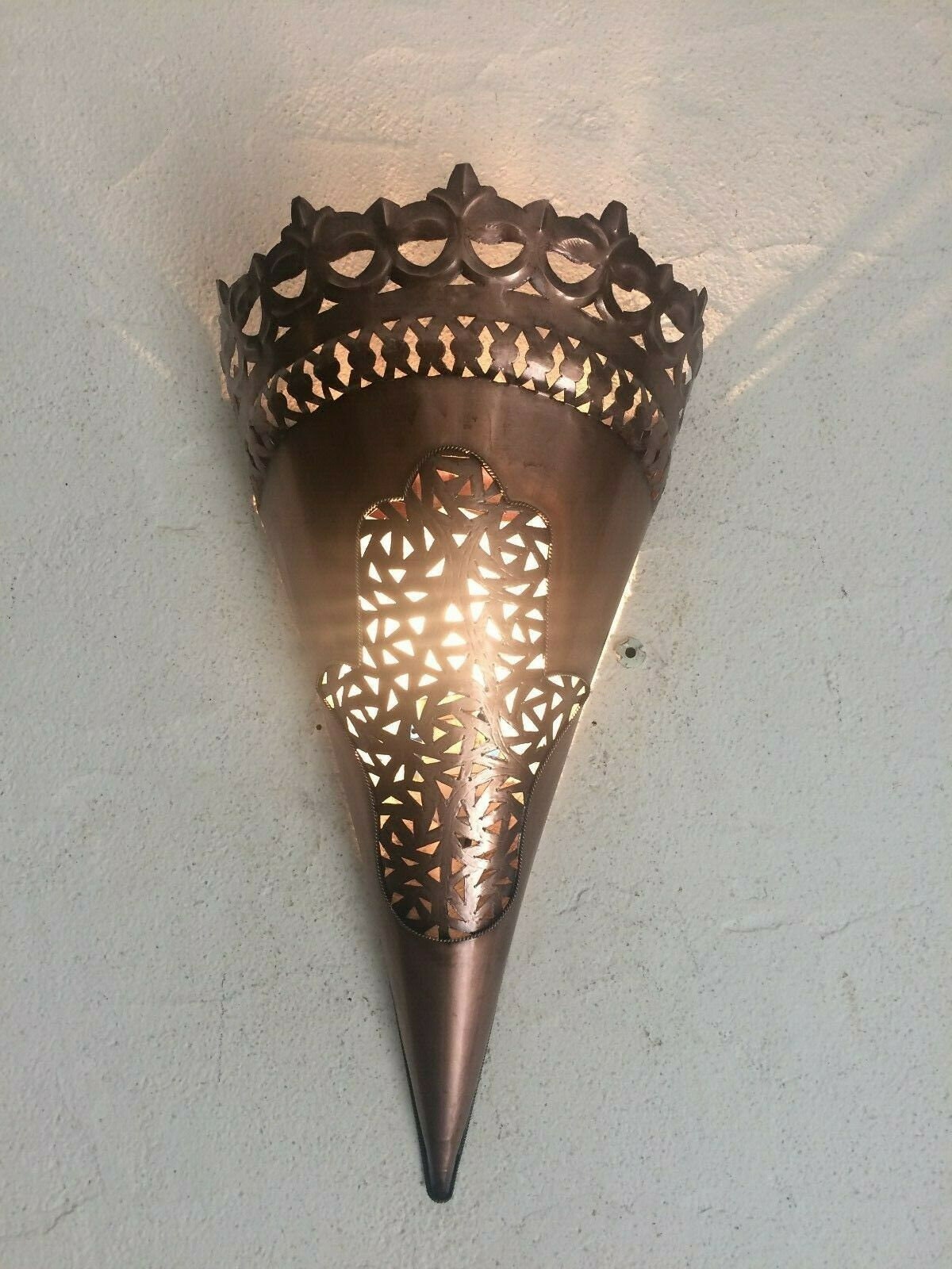 Applique Murale Marocaine Fer Patiné Lampe Lustre Lanterne 50 cm