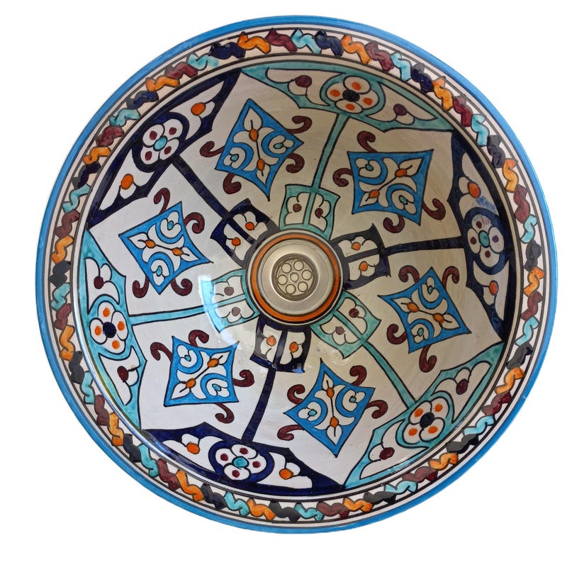 Vasque marocaine a poser en cuivre patine bronze ronde, kasbah 37 cm