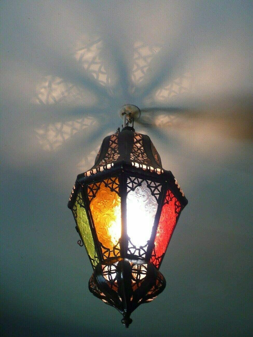 Lustre Marocain Fer Forgé 40 cm Lampe Lanterne Plafonnier Applique Luminaire