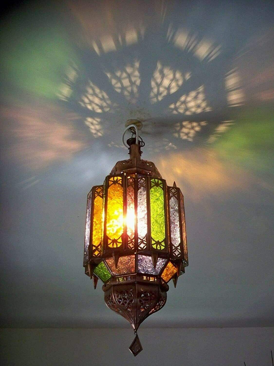 Lustre Marocain Fer Forgé 55 cm Lampe Lanterne Plafonnier Applique Luminaire