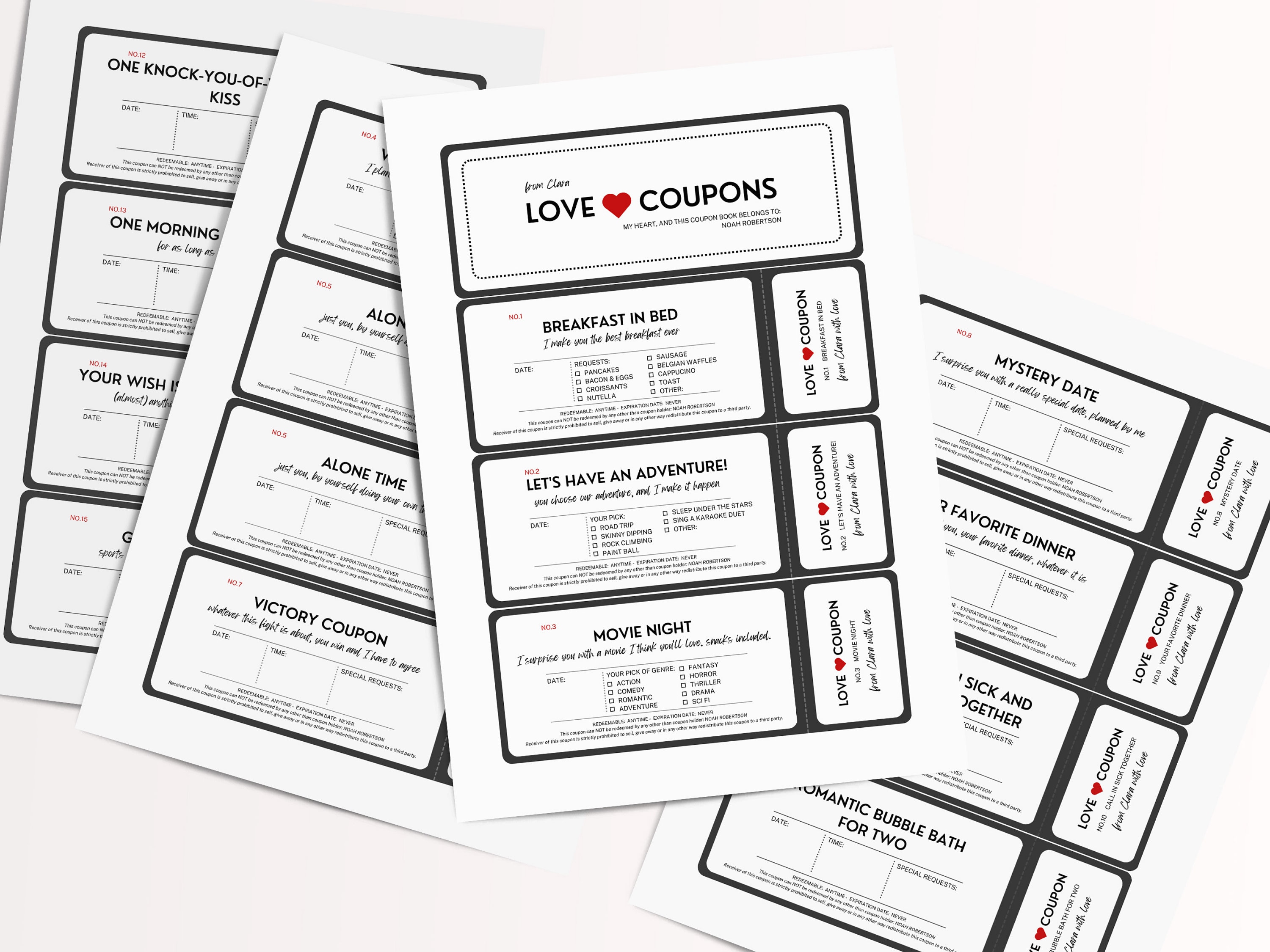 Customizable Love Coupon Book | Printable Coupon Book, Valentine's Day ...