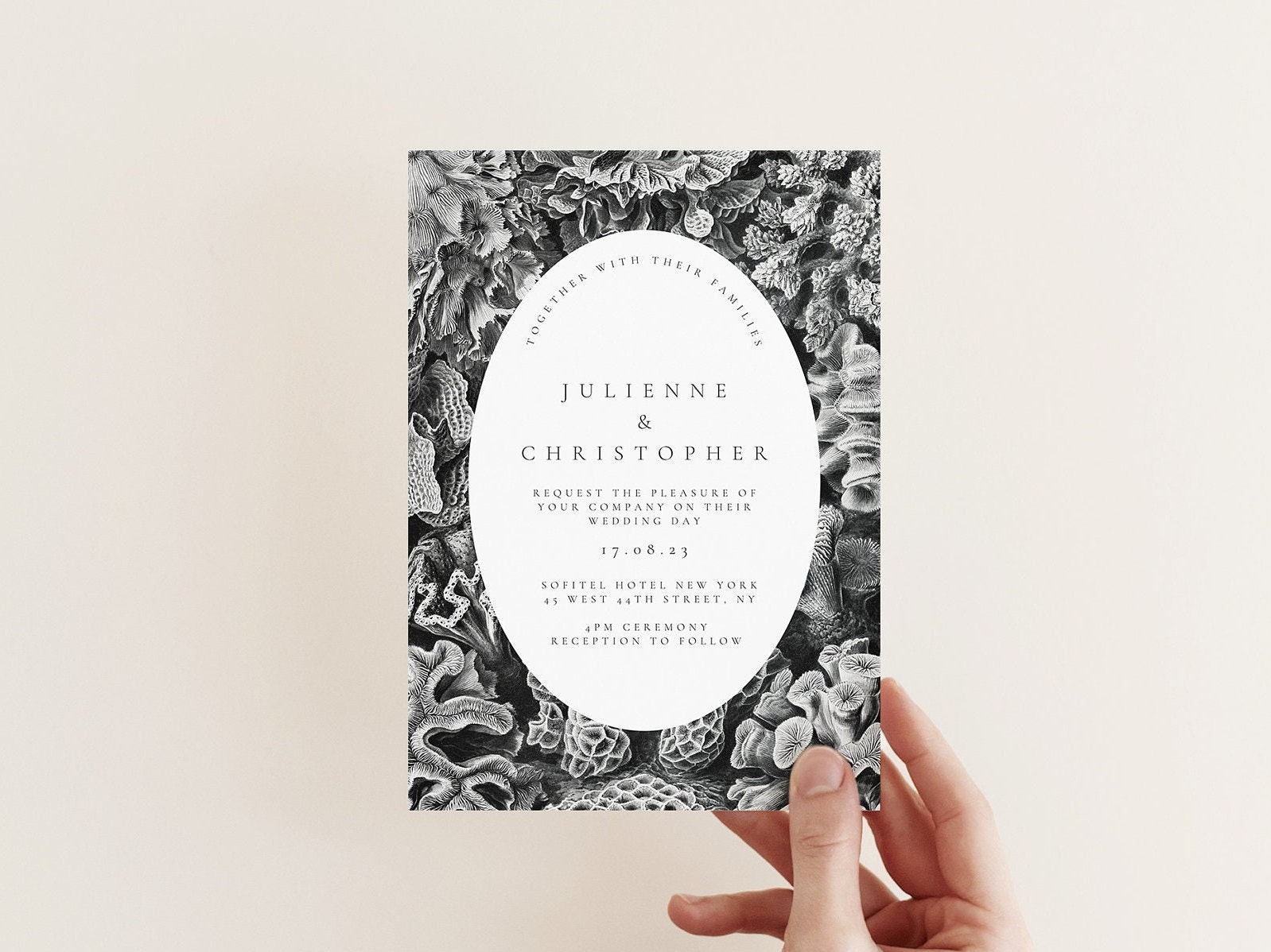 Printable Wedding Invitation Card Template, Black and White Wedding ...