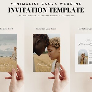 Minimalist Wedding Invitation and Save the Date with photo, Printable wedding invitation with qr code, Simplistic Wedding Invitation Suite,