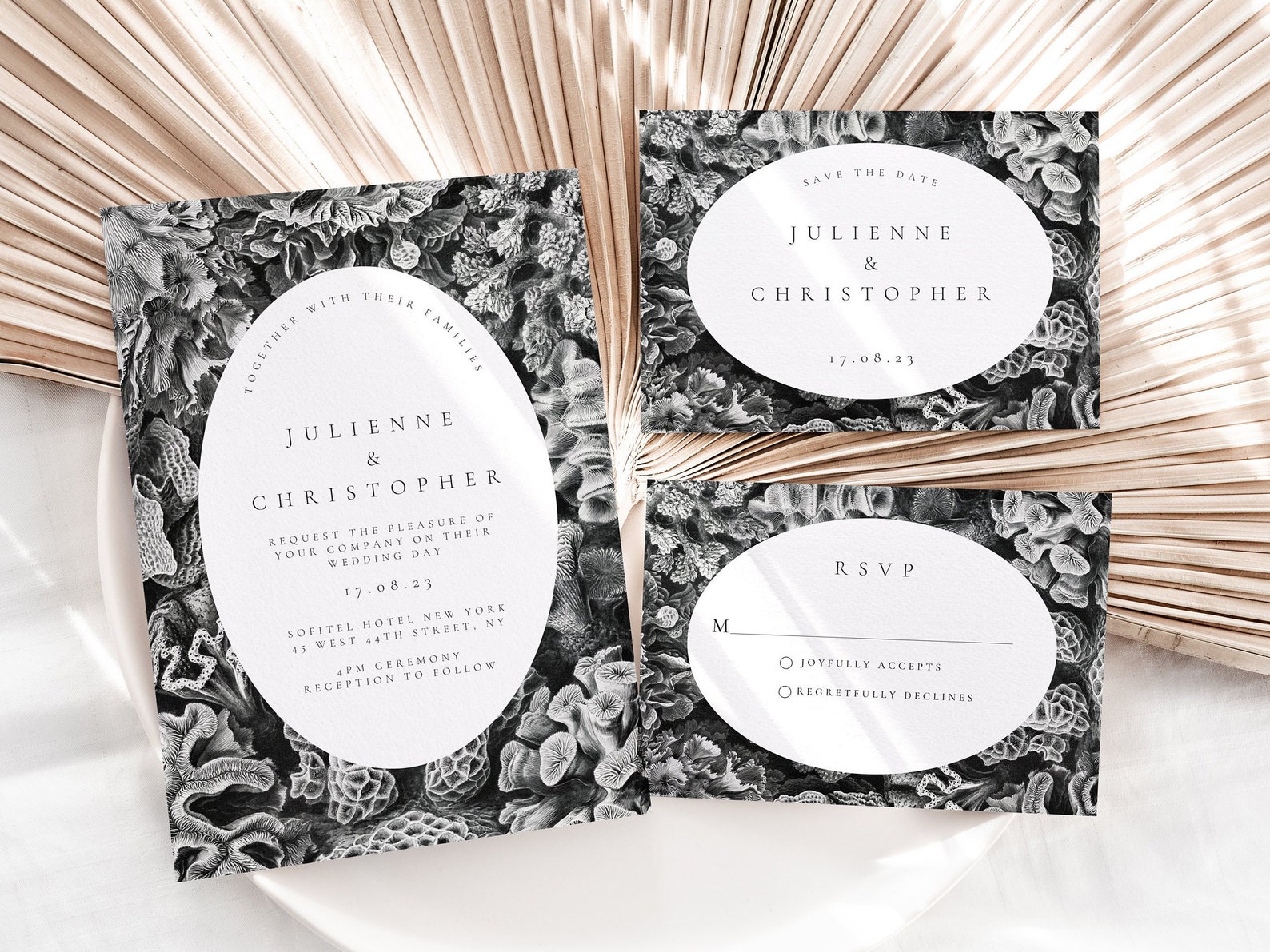 Printable Wedding Invitation Card Template, Black and White Wedding ...