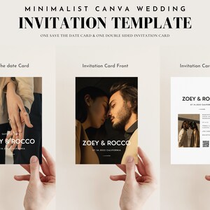 Minimalist Wedding Invitation and Save the Date with photo, Printable wedding invitation with qr code, Simplistic Wedding Invitation Suite,