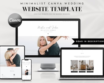 Modern Minimal wedding website Template Canva, Canva website minimalist wedding, Editable wedding website template Canva, DIGITAL DOWNLOAD