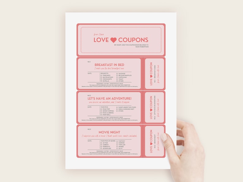 Customizable Love Coupon Book Printable Coupon Book Etsy