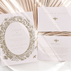 Pink Coquett invitation Template wedding invitation card template Pink Vintage Wedding Parisian Wedding Invitation Suite invitation Card Set