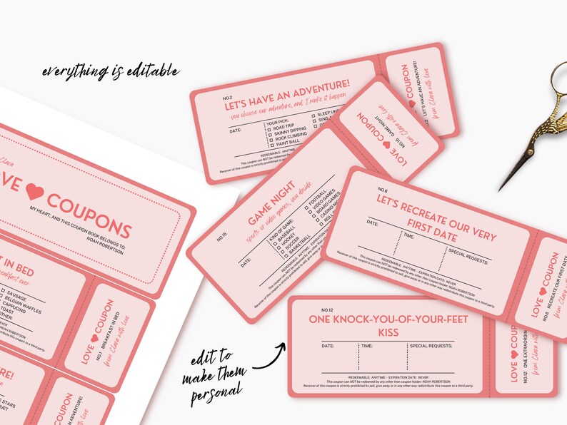 Customizable Love Coupon Book Printable Coupon Book Etsy