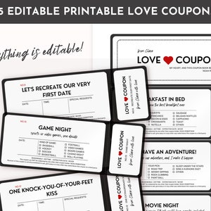Libro de cupones de amor personalizable / Libro de cupones imprimible, Regalo de San Valentín, Idea de regalo de último minuto, Regalo de aniversario, Regalo para él, Regalo de bricolaje