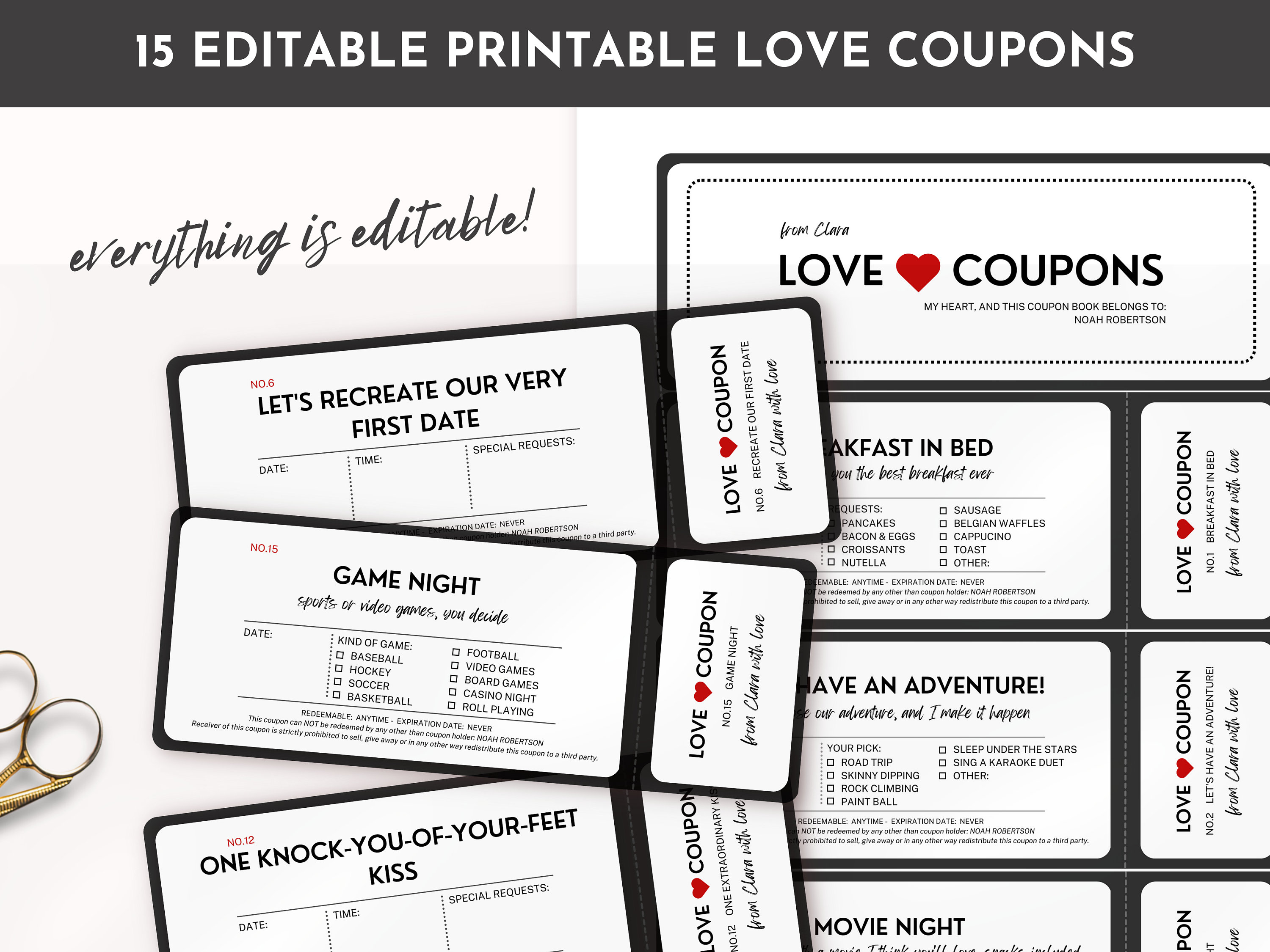 Customizable Love Coupon Book | Printable Coupon Book, Valentine's Day ...