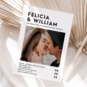 Modern Wedding Invitation Template Canva, Wedding invitation Template with Photo, Photo Wedding Invitation Template, DIGITAL DOWNLOAD