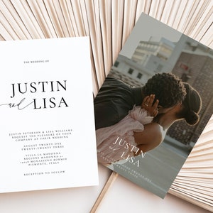 Modern Minimal Wedding Invitation Photo Template Canva Editable Wedding invitation  Photo Invitation Template with QR Code DIGITAL DOWNLOAD