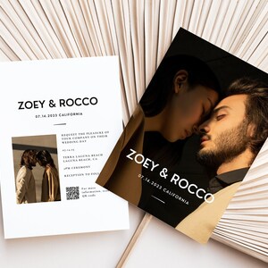 Minimalist Wedding Invitation and Save the Date with photo, Printable wedding invitation with qr code, Simplistic Wedding Invitation Suite,