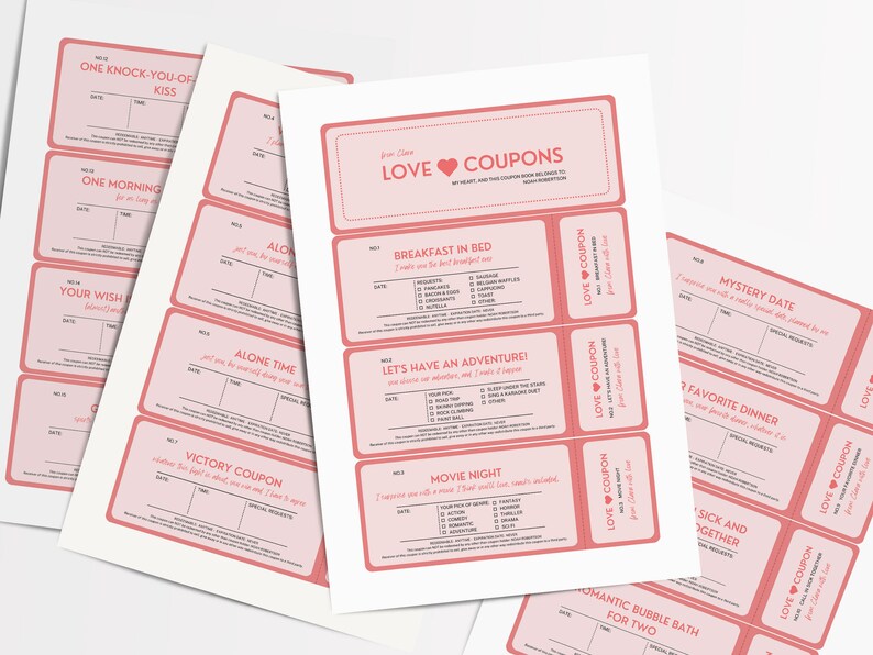 Customizable Love Coupon Book Printable Coupon Book Etsy