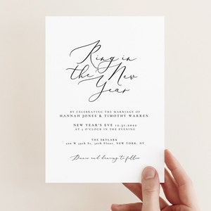 Minimalistische Silvester Hochzeit Einladung Vorlage, EDITIERBAR, 2023 Neujahr Einladung, NYE Party, NYE Invite, Instant Download