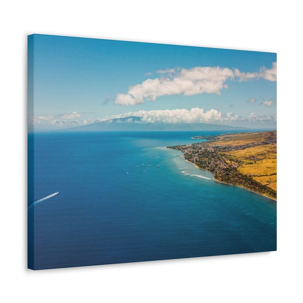 Wrapped Canvas Wall Art, Maui Coast Hawaii, Lahaina Coastline, Multiple Sizes