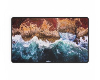 Large Desk Mat | Monterey CA Coast | Rubber Non-slip Base | Polyester