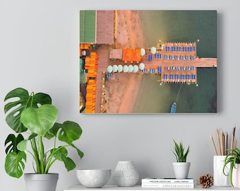 Sorrento Coast Aerial Canvas Print, Italy Beach Scene
