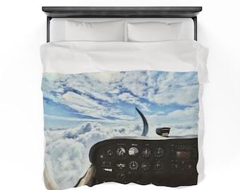 Throw Blanket, Cessna 172 Cockpit, Velveteen, Aviation Decor, Multiple Sizes