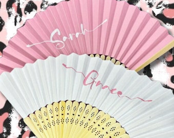 Pretty Paper Fan / Personalised Hand Folding Fan / Bridal / Rave / Festival / Party / Wedding / Gender Reveal / Baby Shower