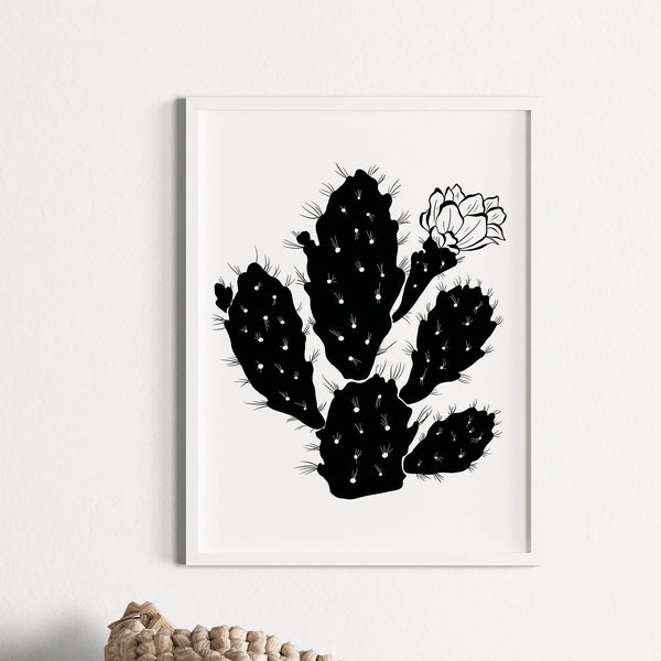 Minimalist Cactus Line art, Digital Download, Plant Poster, Room Decoration, Simple Sketch, Black White Prints, Succulent Printable drawing
