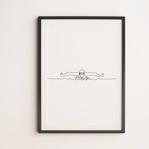 Minimalist Swimmer Line art, Digital Download, Sport Print