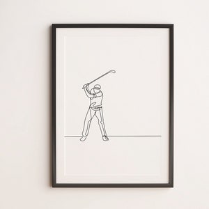 Minimalist Golfer Line art, Digital Download, Golf Sport Print