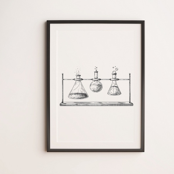 Minimalist Science Sketch, Digital Download, Chemistry Print