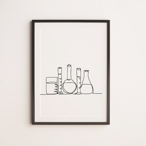 Minimalist Science Line art, Digital Download, Chemistry Print